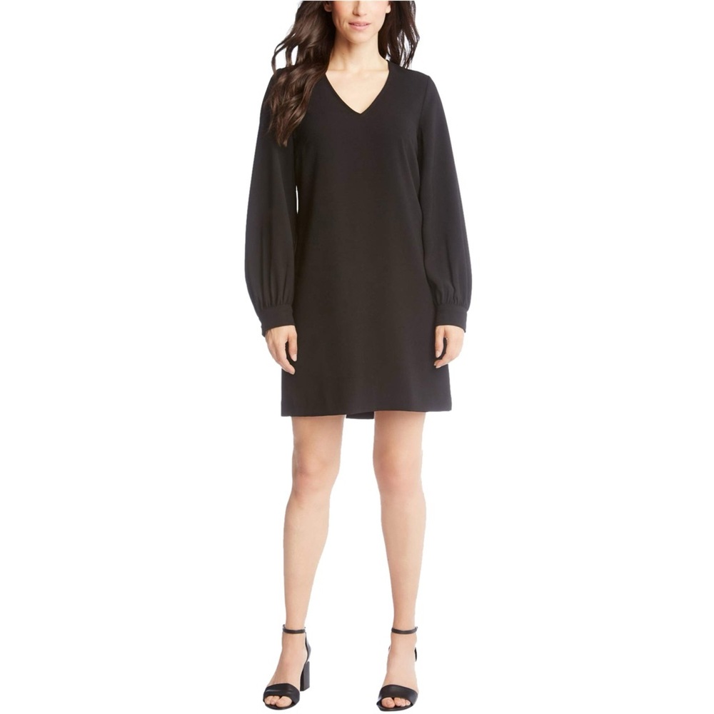 KAREN KANE Martinique Blouson Sleeve Crepe Mini Dress in Black LBD Size S NWT